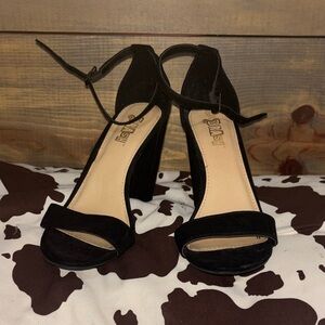 Brash Black Open-Toe Heels